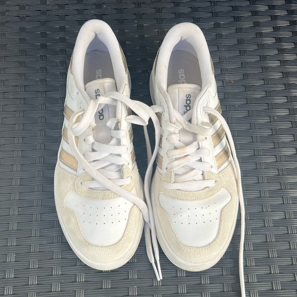 Adidas Women's White and Cream Sneakers